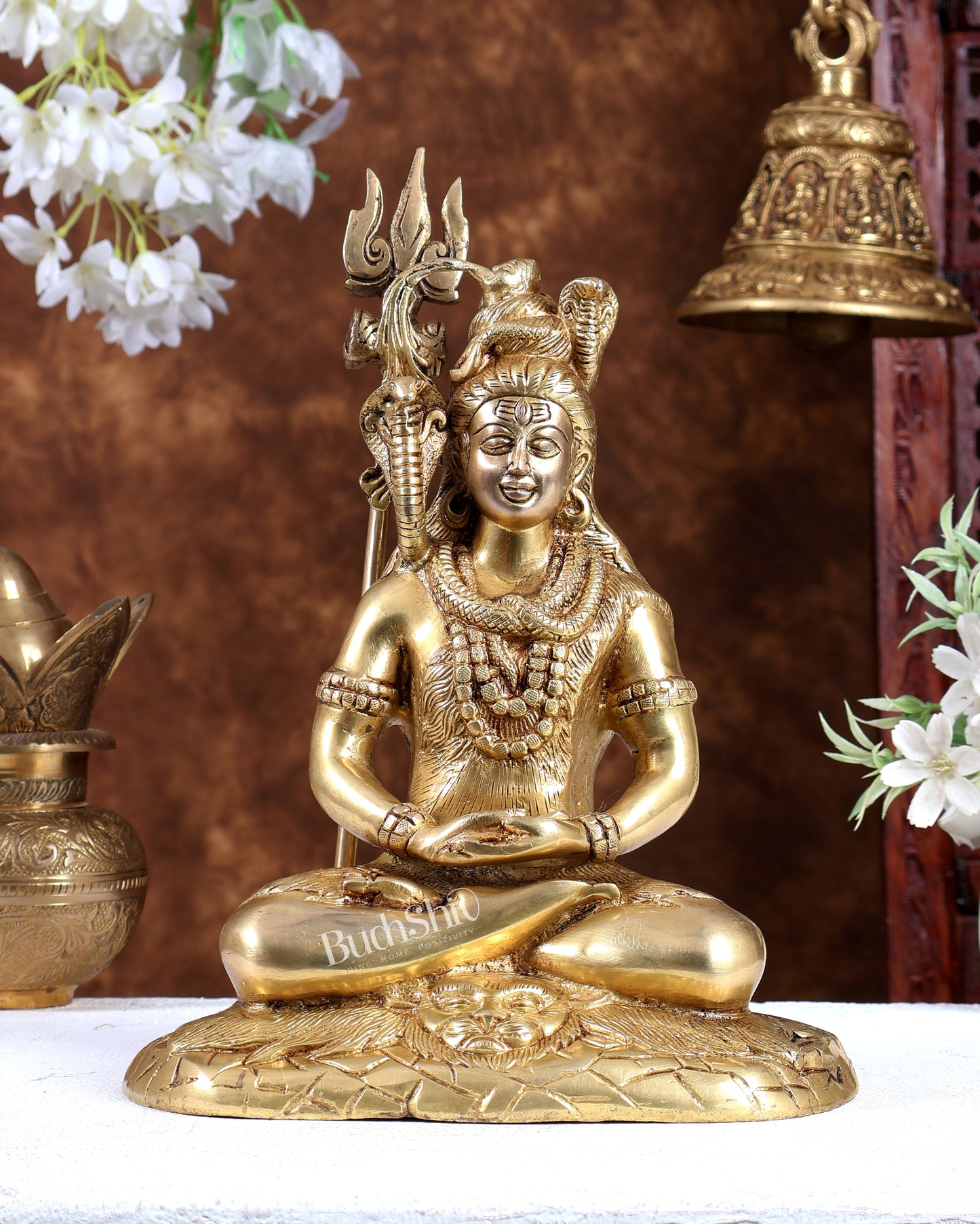 Brass Lord Shiva in meditation Statue 10.5 inch