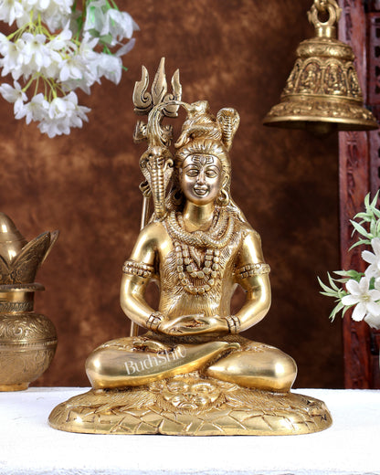 Brass Lord Shiva in meditation Statue 10.5 inch
