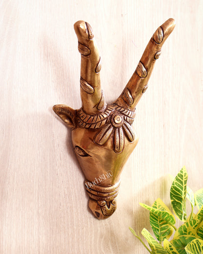 Majestic Brass Cow Face Wall Hanging 9.5 inch