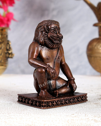 Pure Copper Shanta Narasimha Idol – Divine Peaceful Form of Lord Narasimha (4 Inches)