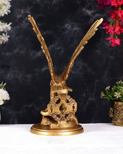 Brass Large Decorative Eagle Statue Showpiece | 15 inch golden tone