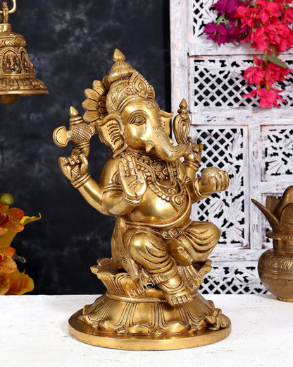 Brass Kamal Ganesha Idol 15 inch