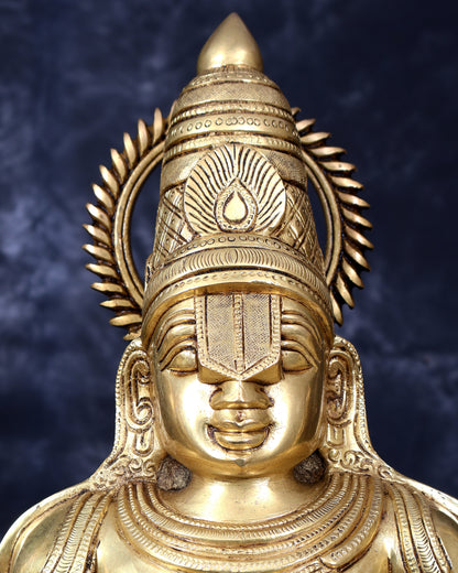 Brass Tirupati Balaji with Bhudevi and Sridevi — Idol Set 30 inch