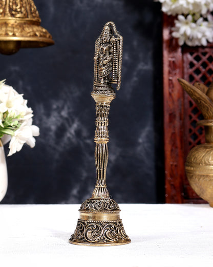 Brass Tirupati Balaji Hand Bell | Pure Brass Venkateswara Temple Bell 7 inch