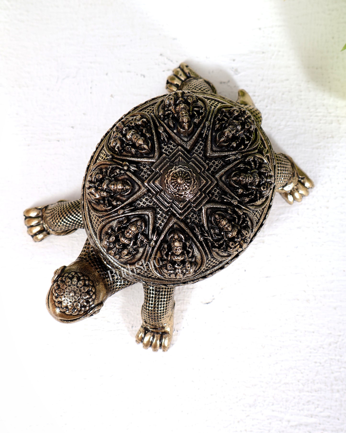 Brass Superfine Ashtalakshmi Shri Yantra on Kurma Tortoise Idol | Highly Detailed 4 inches wide