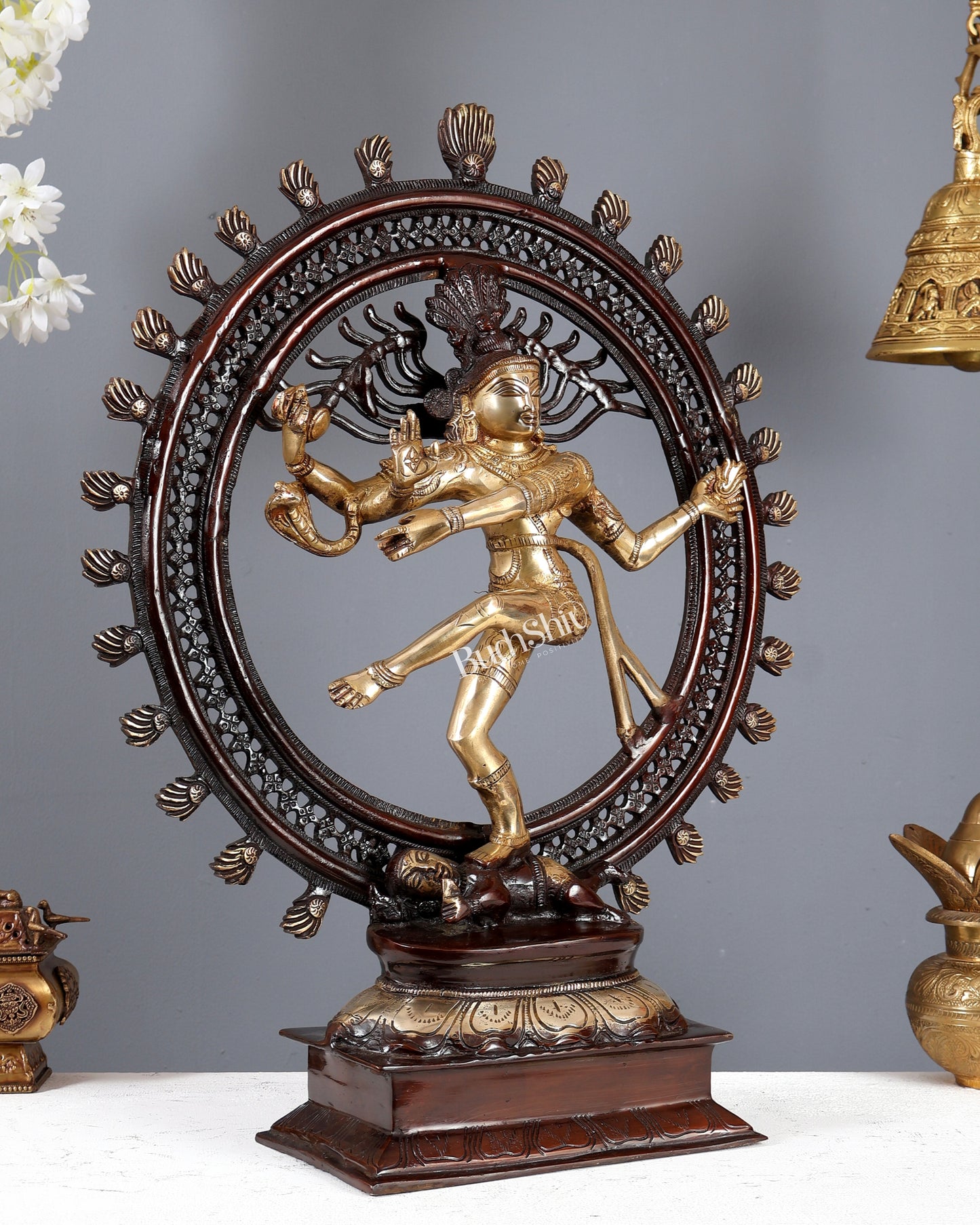 Brass Nataraja Dancing Shiva Dual Tone Sculpture – 22 Inch High Energy Lord Shiva Idol