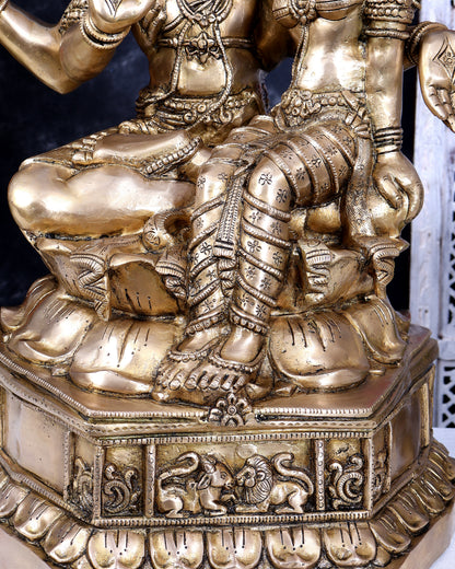 Brass Pashupatinath Sadashiv with Parvati — Chola-Inspired Sculpture 24 inch