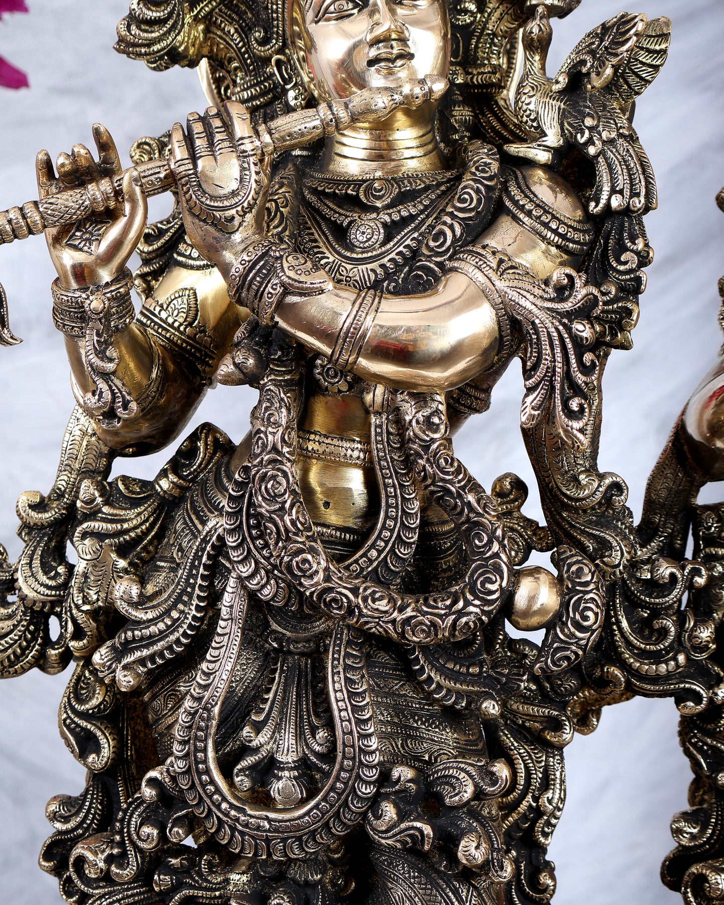 Brass Radha krishna Idols together on same base 29 inch large