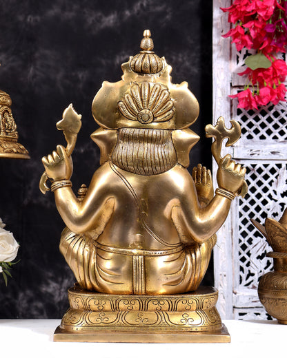Ganesh Brass idol 16 inch enhanced carvings