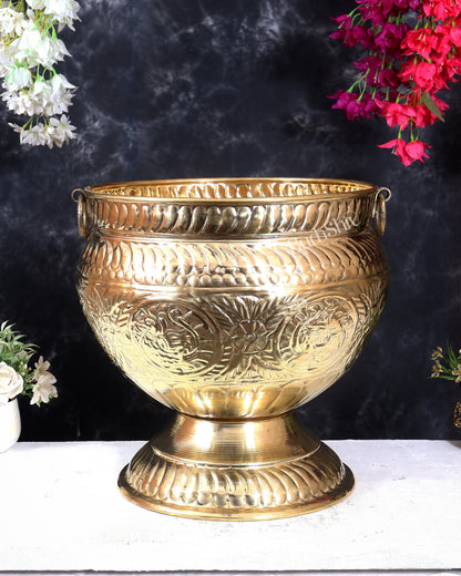 Brass Planter with Handles 15 inch
