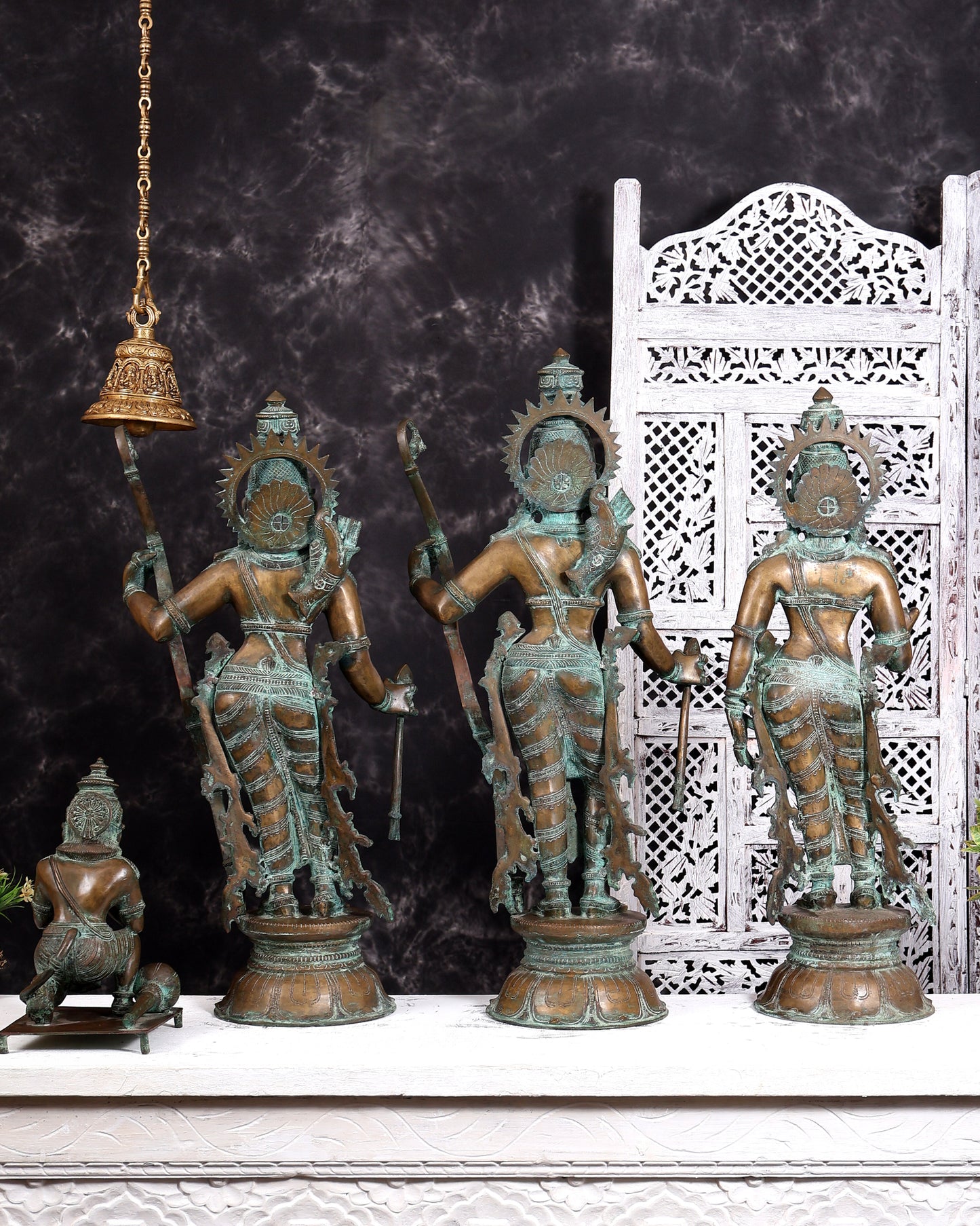 Pure Bronze Ramar Set (Ram Darbar) – Vintage Chola Patina 29", 85 kgs