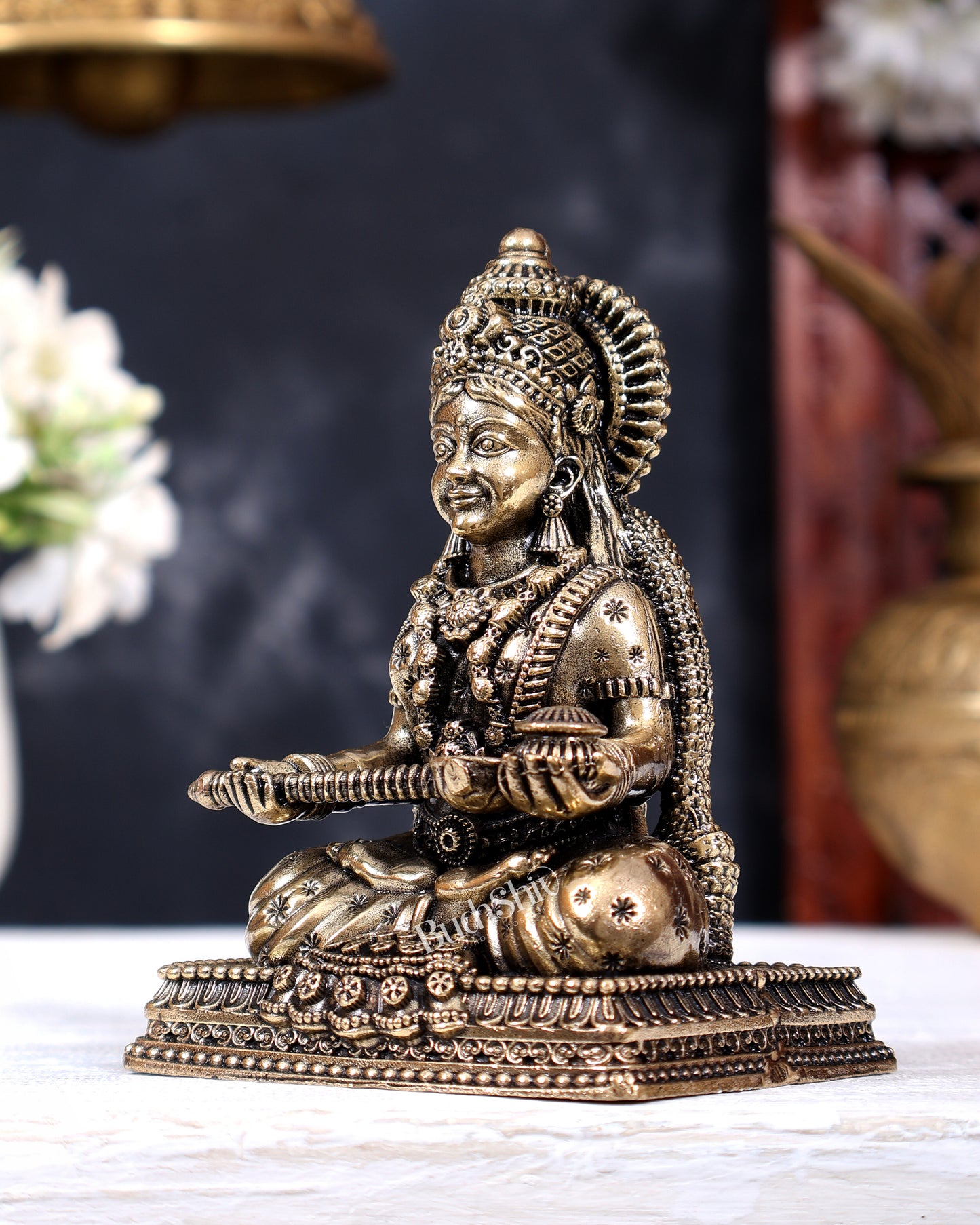 Brass Superfine Annapurna Devi Idol | Pure Brass Goddess of Nourishment 4 inch
