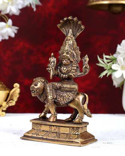 Brass Pratyangira Devi Statue – Handcrafted Divine Protection Goddess Idol 7 inch antique tone