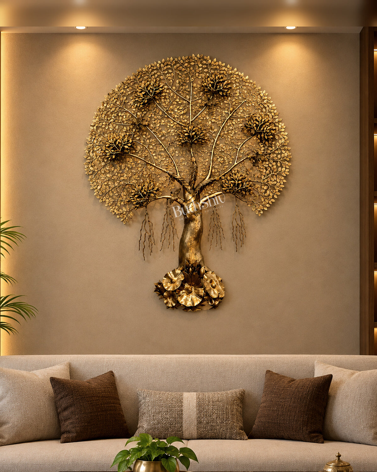 Brass Large Kalpavriksha Tree of Life Wall Hanging — Highly Detailed 62 inch 5.2 feet