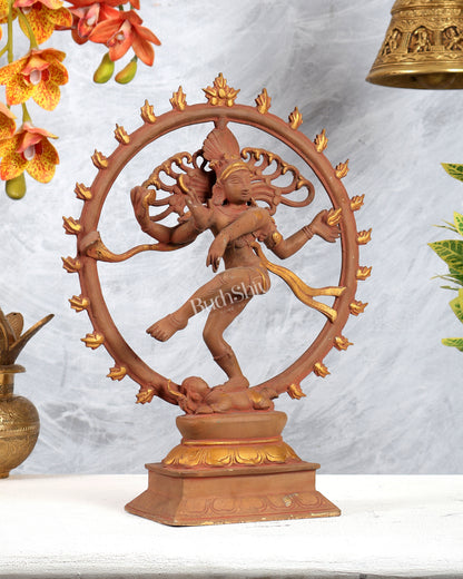 Vintage Brass Nataraja Statue Earthy tone 13 inch