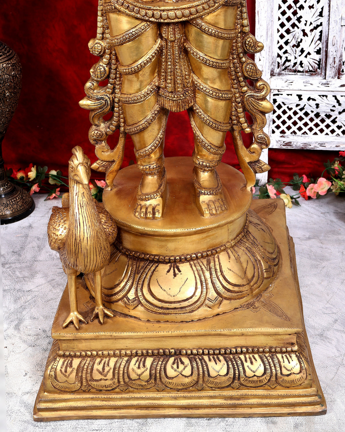 Pure Brass Lord Kartikeya (Murugan Swamy) Large Statue – Temple Grade Divine Artefact 49 inch
