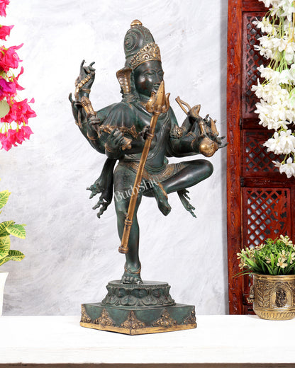 Bronze Dancing Shiva with eight arms and large trishul Sculpture – 24 inch