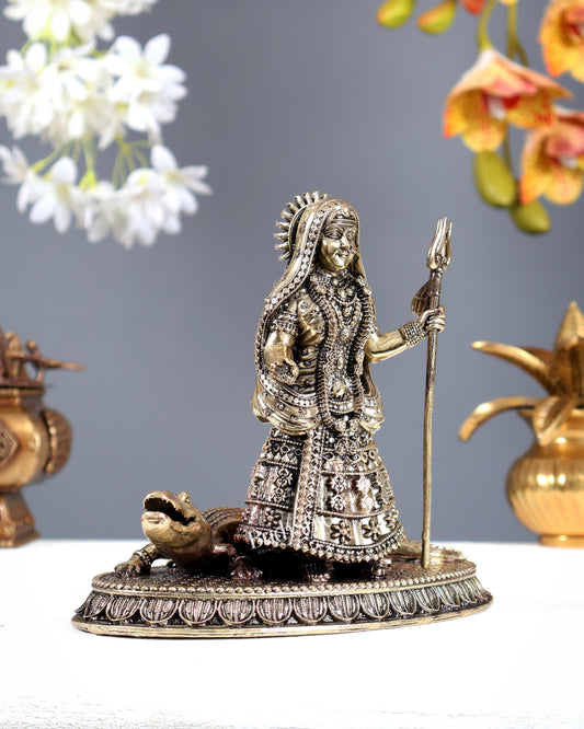 Brass Superfine Khodiyar Maa Idol – Sacred Hindu Goddess Murti for Home Temple (6.5 Inches)