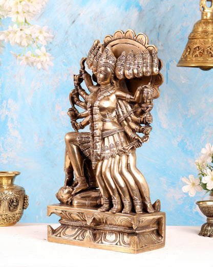 Mahakali Brass Statue 15 inch matte finish
