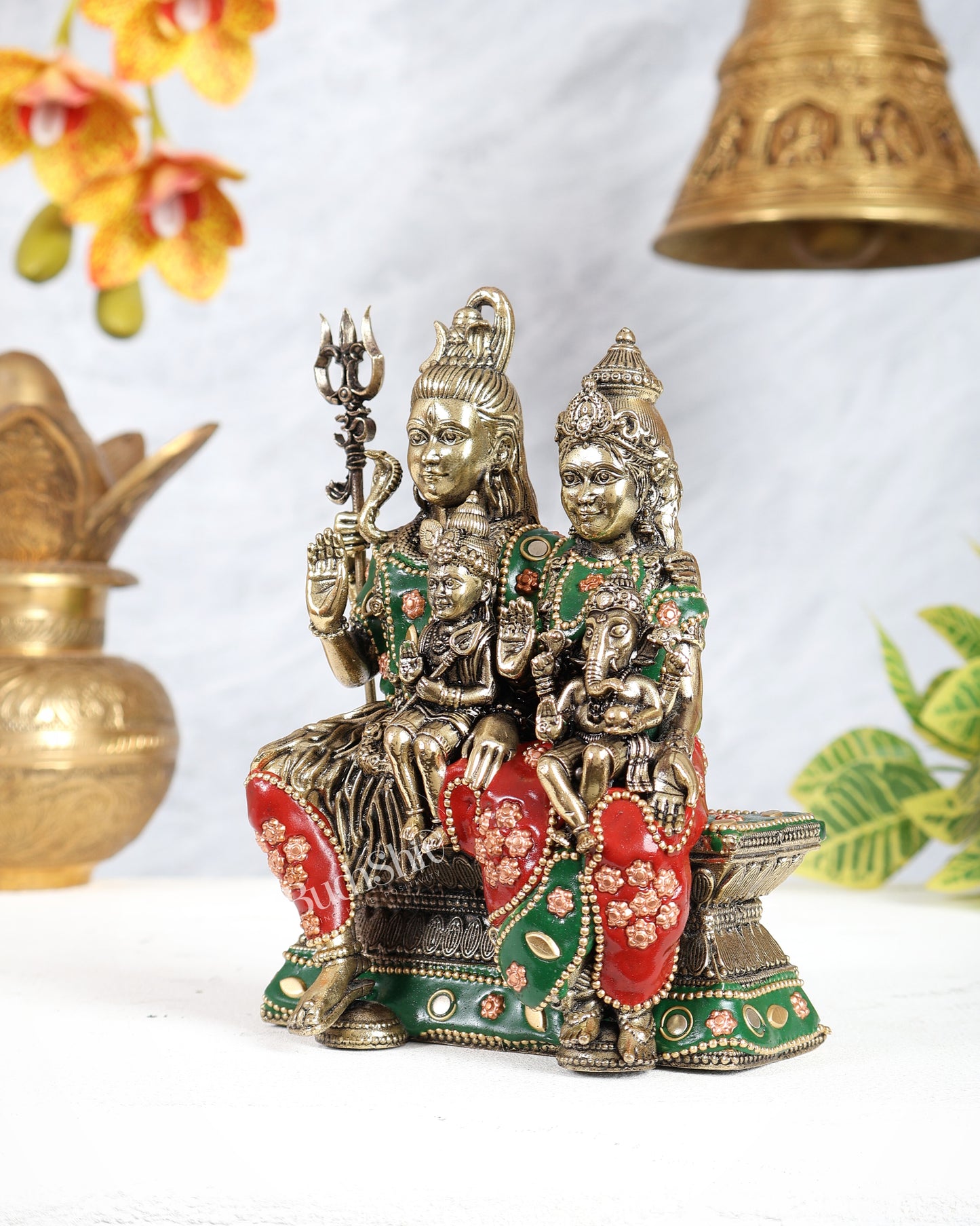 Brass Shiv Parivar Idol – 6" meenakari work