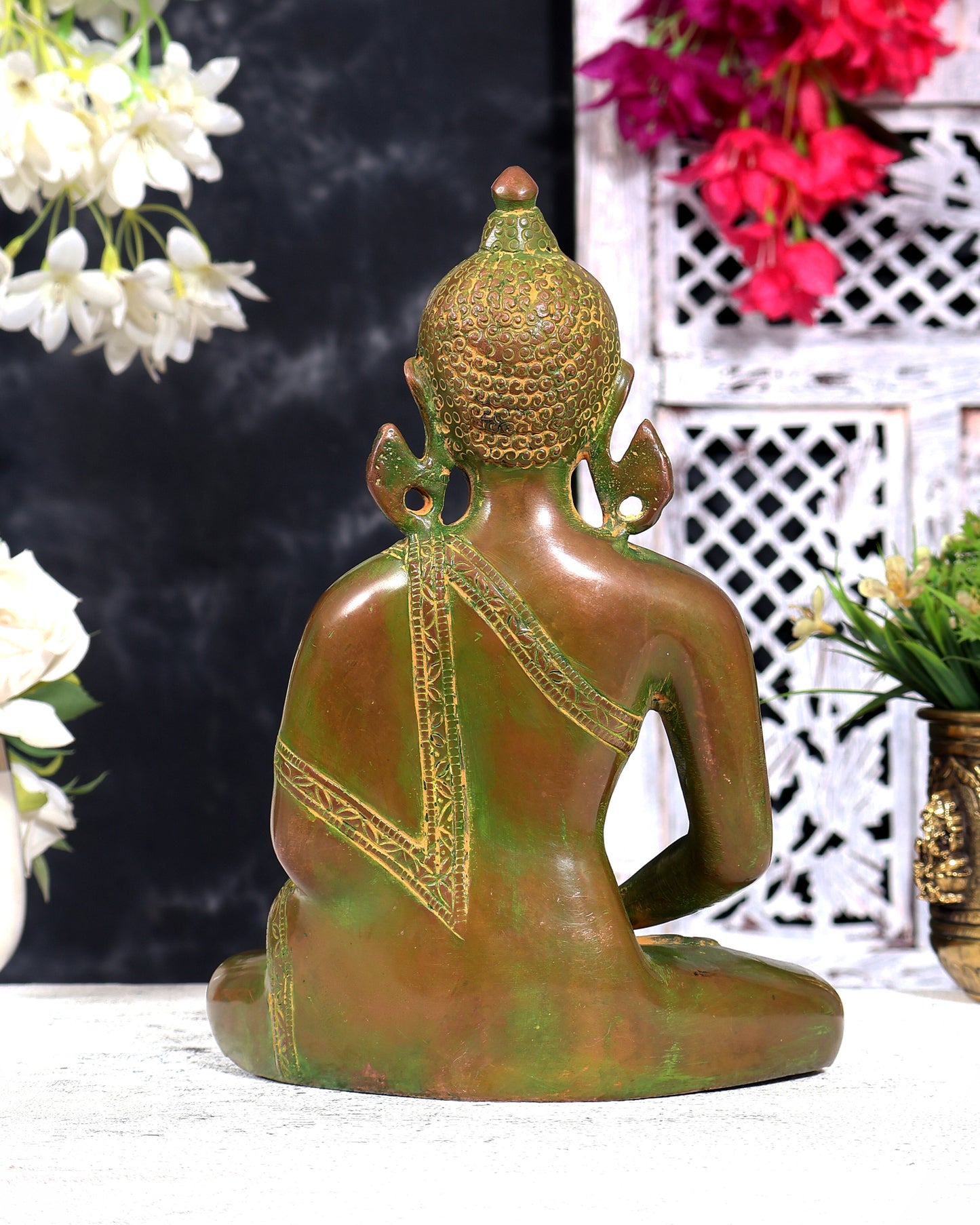 Vintage Brass Buddha in Meditation — Nepalese Bronze Tone 9 inch