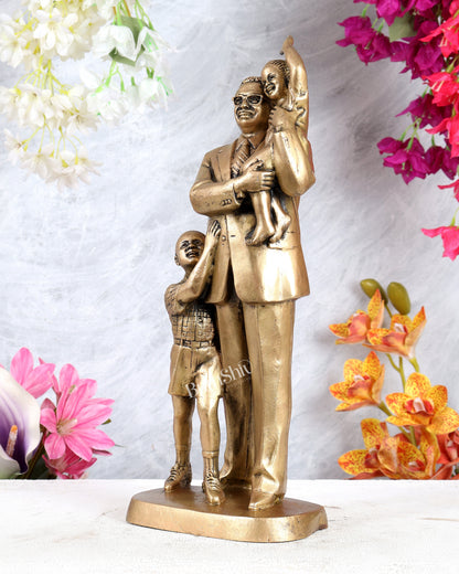 Brass Nelson Mandela with Children Statue – Inspirational Handcrafted Sculpture (16 Inches)