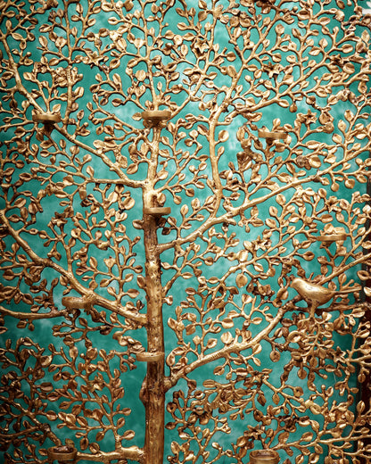 Pure Brass Large Kalpavriksha Tree with Birds & Diyas/T-Light Holders 50 inch