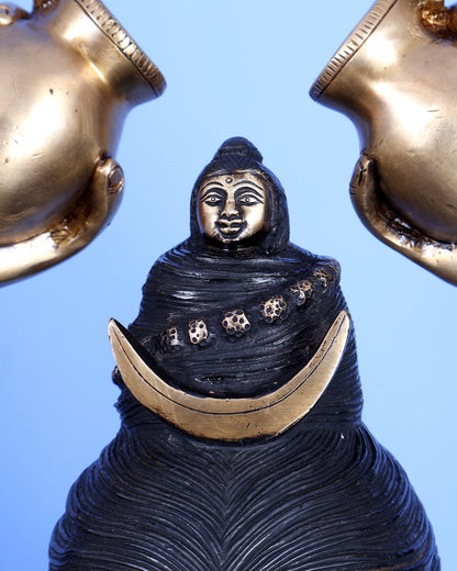 Six-Armed Brass Shiva Statue Mahamrityunjaya 30 inch black edition