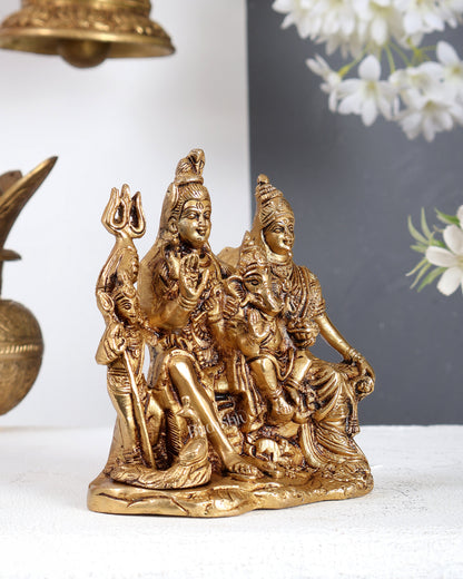 Handcrafted Brass Lord Shiva Parivaar Idol 6 inch enhanced carvings