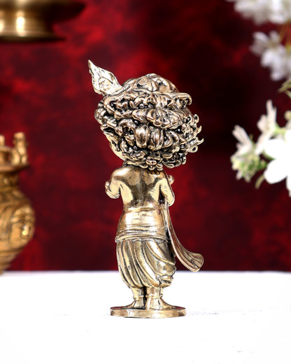 Unique Brass Superfine Baby Krishna Playing Flute — Perfect Gift 5 inch