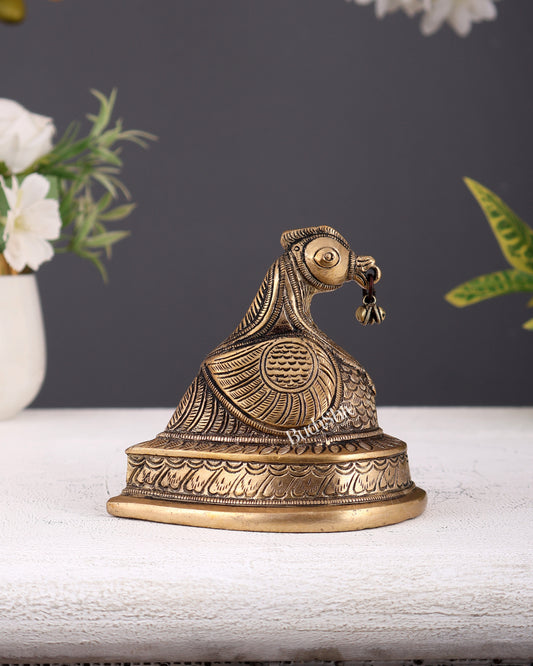 Brass Annam Pakshi Paper Weight – Decorative Study Table Gift Décor 4.25 Inch