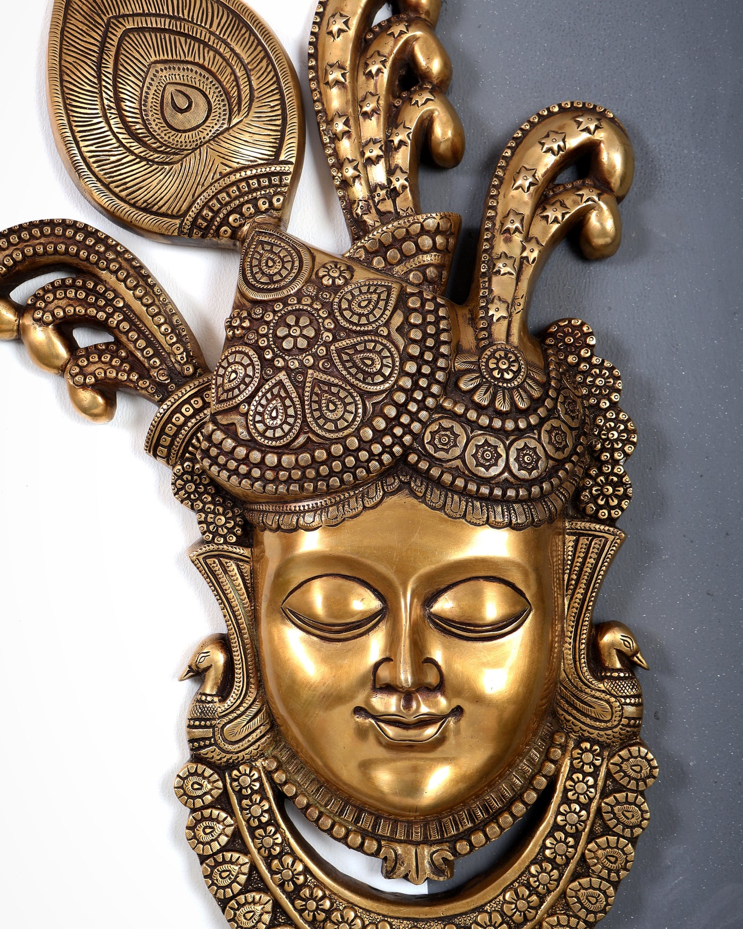 Brass Large Shrinath Ji Face Wall Hanging – Handcrafted Divine Temple Wall Décor 24 inch