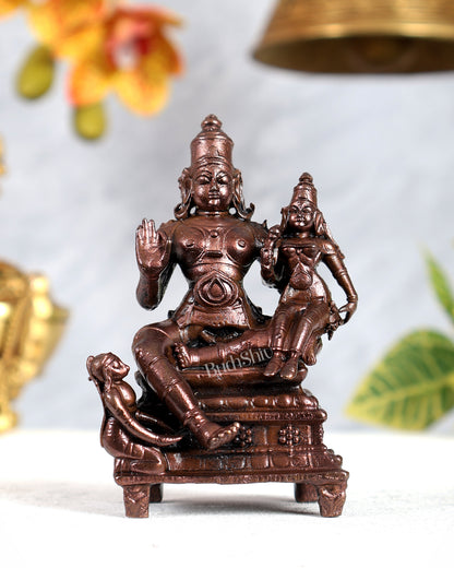 Pure Copper Rama Sita with Hanuman Idol – divine Sculpture (4 Inches)