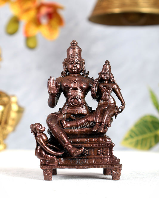 Pure Copper Rama Sita with Hanuman Idol – divine Sculpture (4 Inches)