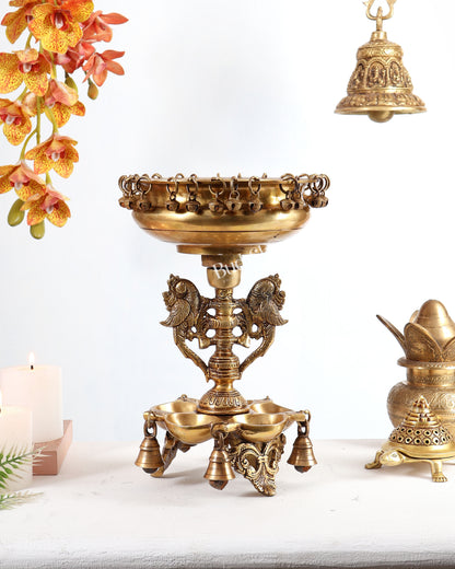 Pure Brass Urli with Stand Diyas | 13 Inch