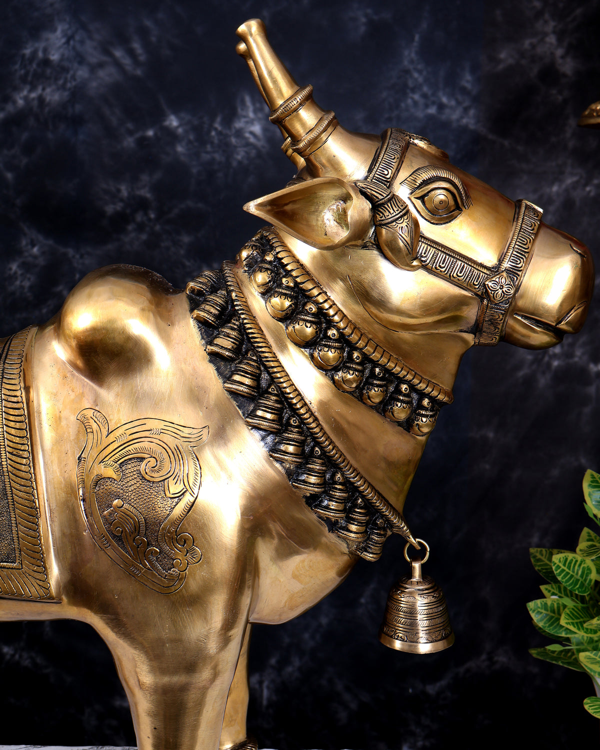 Brass Large Standing Nandi with Tongue Out — Rare Auspicious Form 30 inch