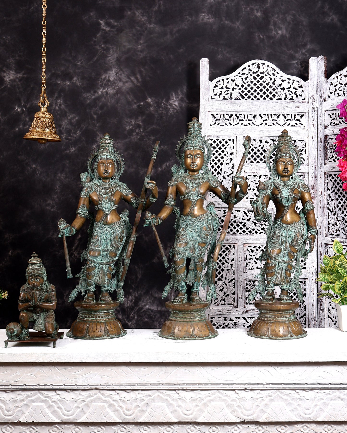 Pure Bronze Ramar Set (Ram Darbar) – Vintage Chola Patina 29", 85 kgs