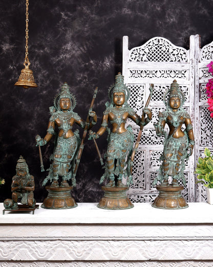 Pure Bronze Ramar Set (Ram Darbar) – Vintage Chola Patina 29", 85 kgs