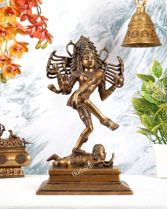 Brass Dancing Shiva Nataraja statue 14" Matte antique