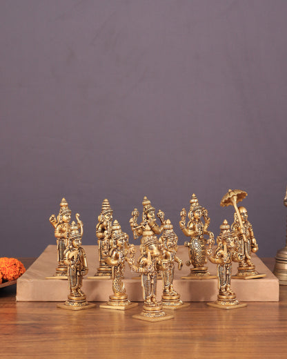 Vishnu Dashavatar Pure Brass Superfine Idols Set 4.5 inch