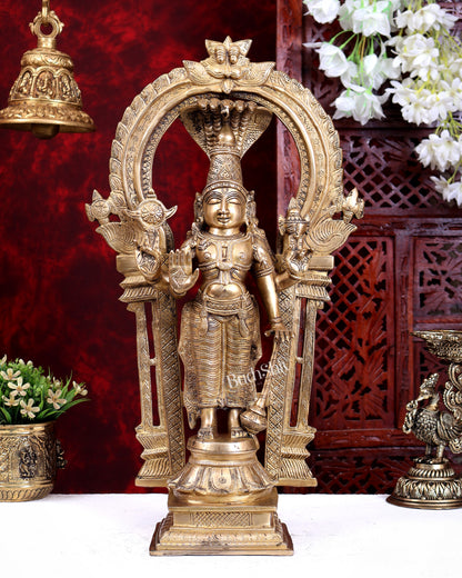 Brass Standing Vishnu with Sheshanaaga Prabhavali 20 inch