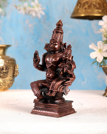 Pure Copper Ram Sita Sitting Idol – Divine Royal Couple Handcrafted Sculpture (5.5 Inches)