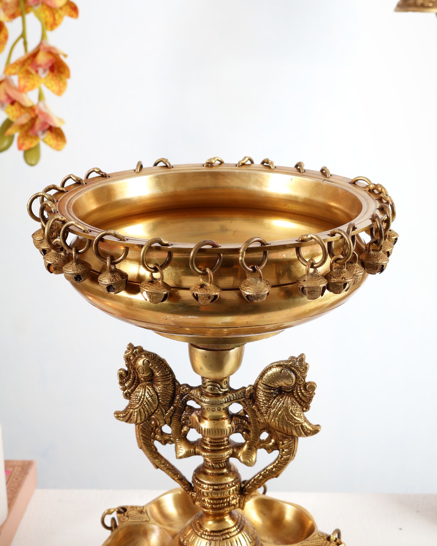 Pure Brass Urli with Stand Diyas | 13 Inch