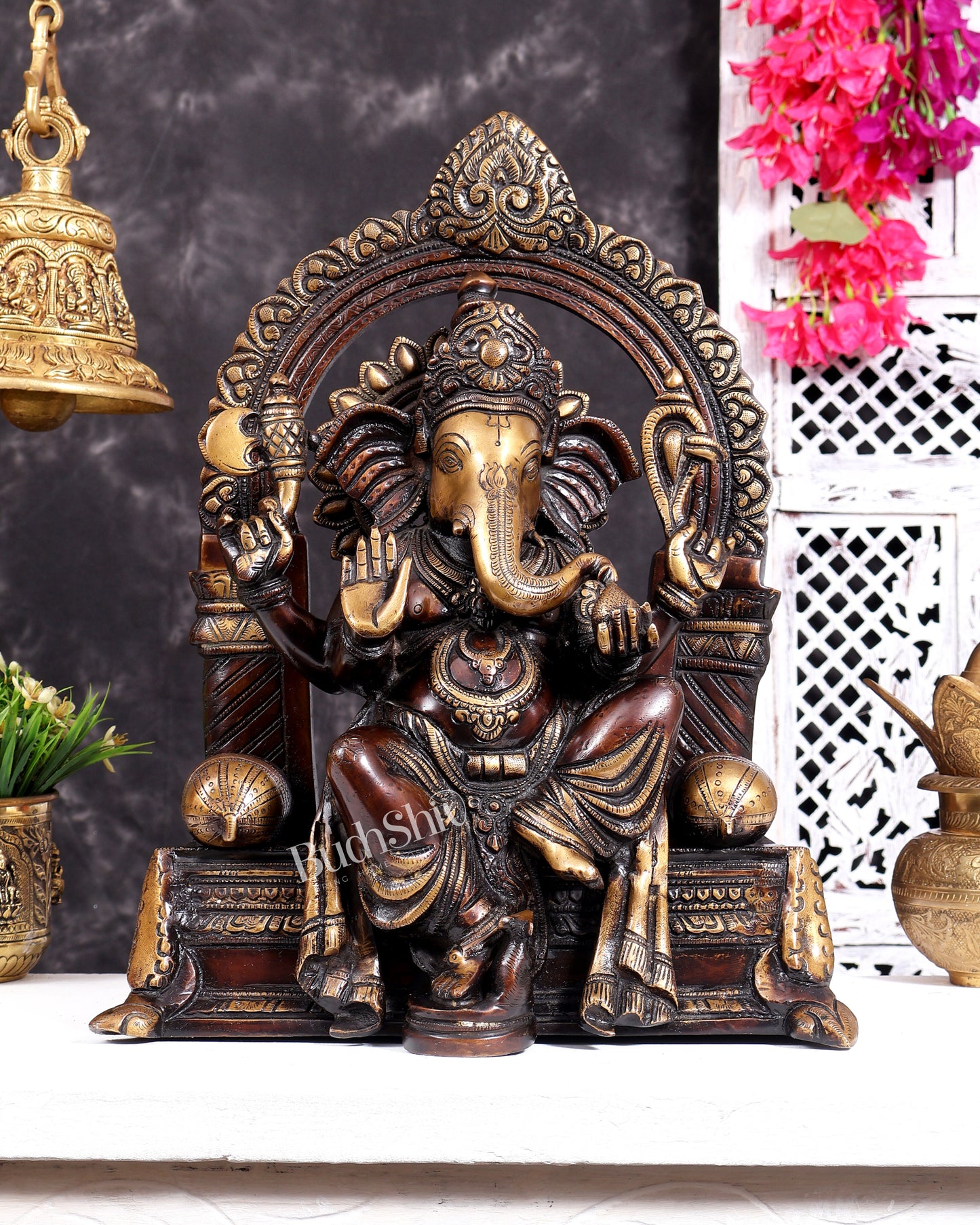 Pure Brass Ganesha statue copper tone 17 inch tall