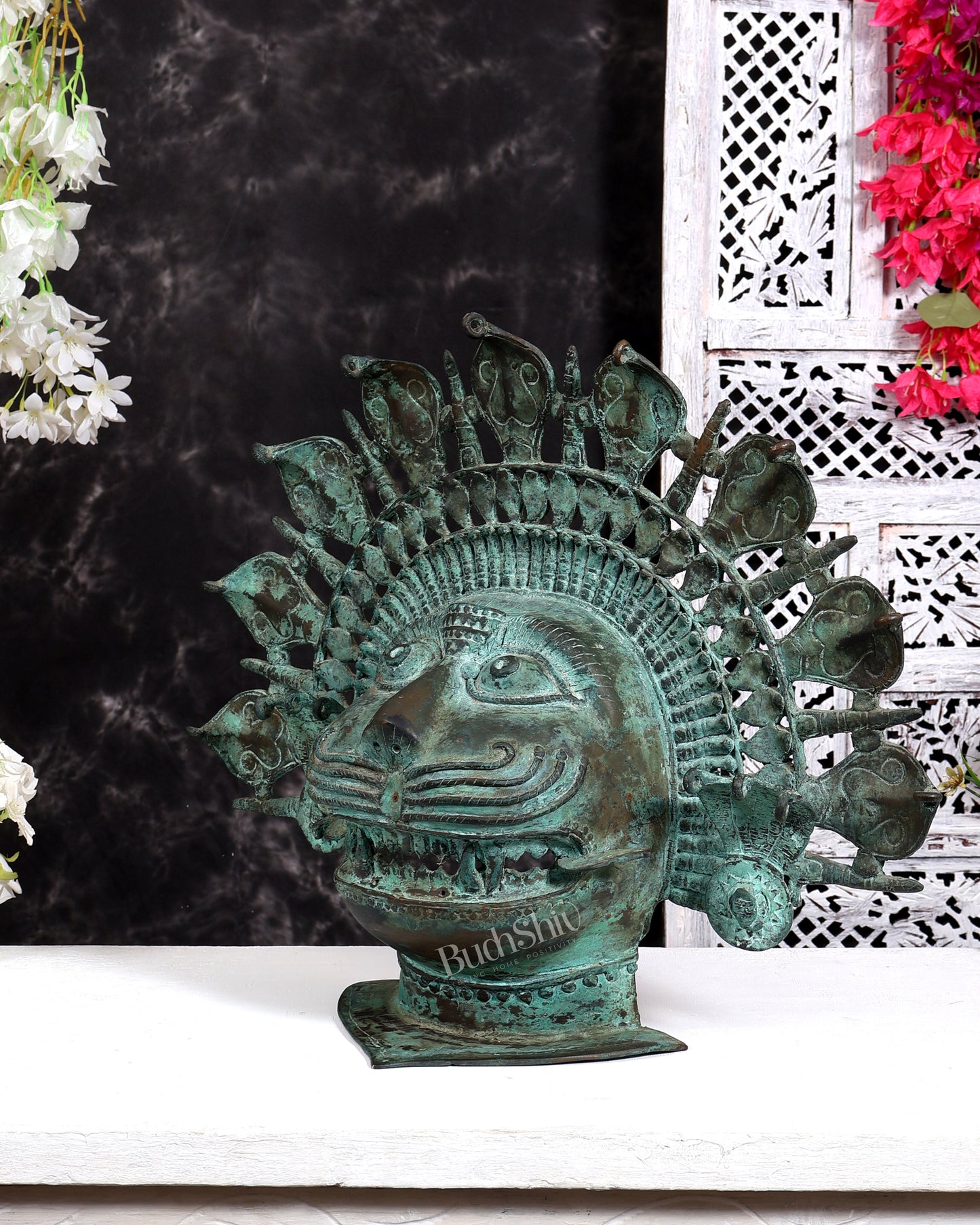 Vintage narasimha face Mask - Bronze Lost Wax - 21 inch