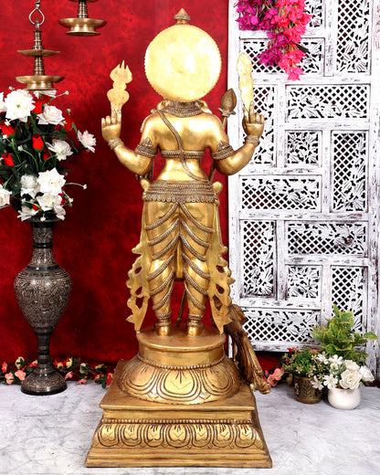 Pure Brass Lord Kartikeya (Murugan Swamy) Large Statue – Temple Grade Divine Artefact 49 inch