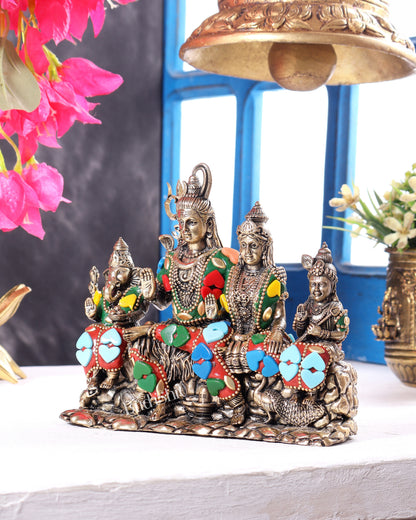 Brass superfine Shiv parivar idol with meenakari available in (3.5", 5", 5.5", 7")