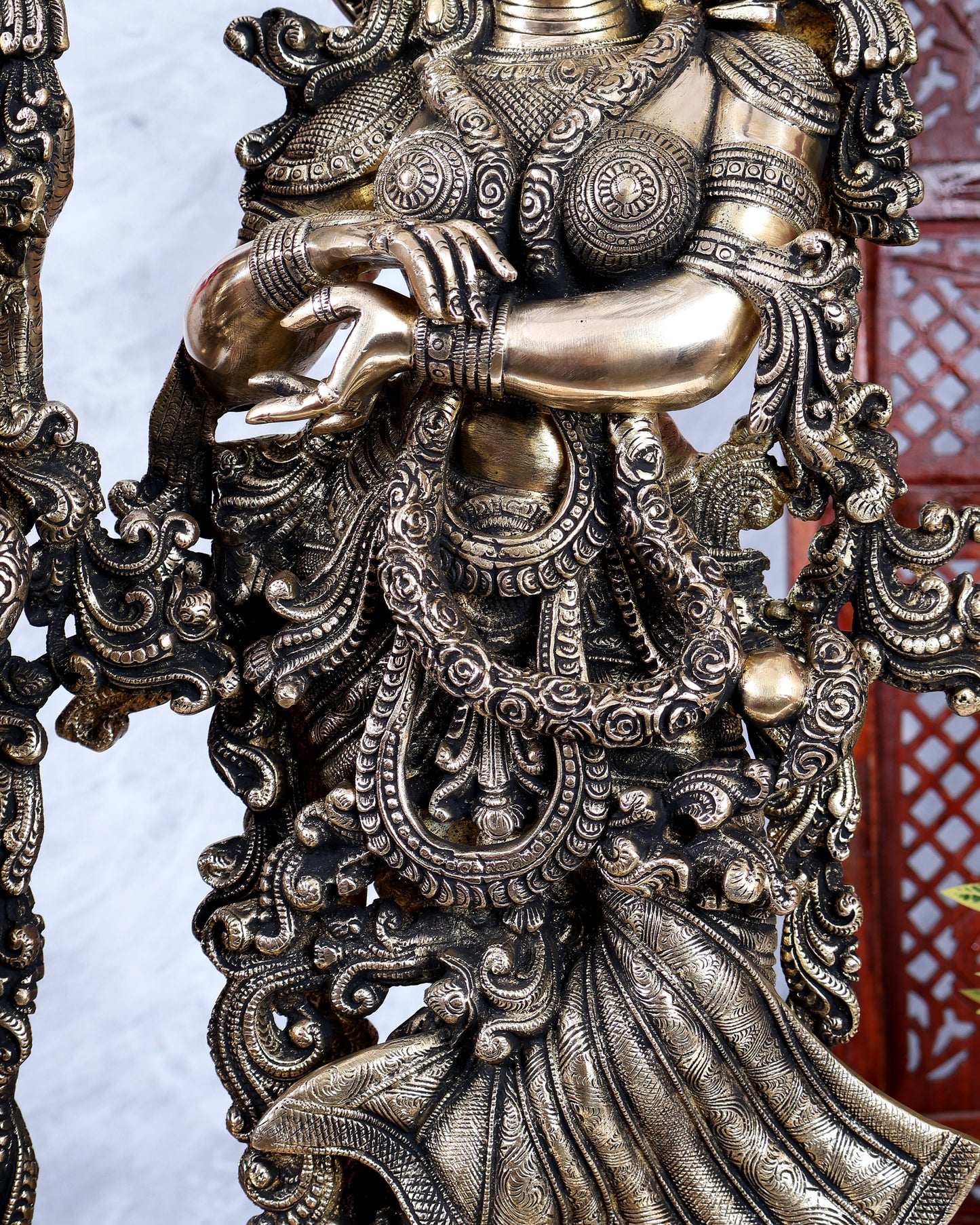 Brass Radha krishna Idols together on same base 29 inch large