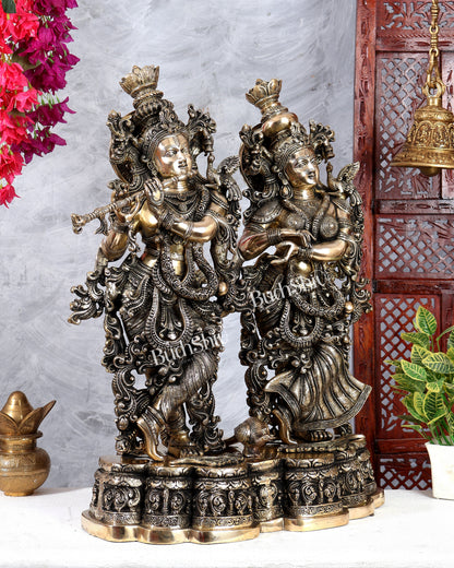 Brass Radha krishna Idols together on same base 29 inch large