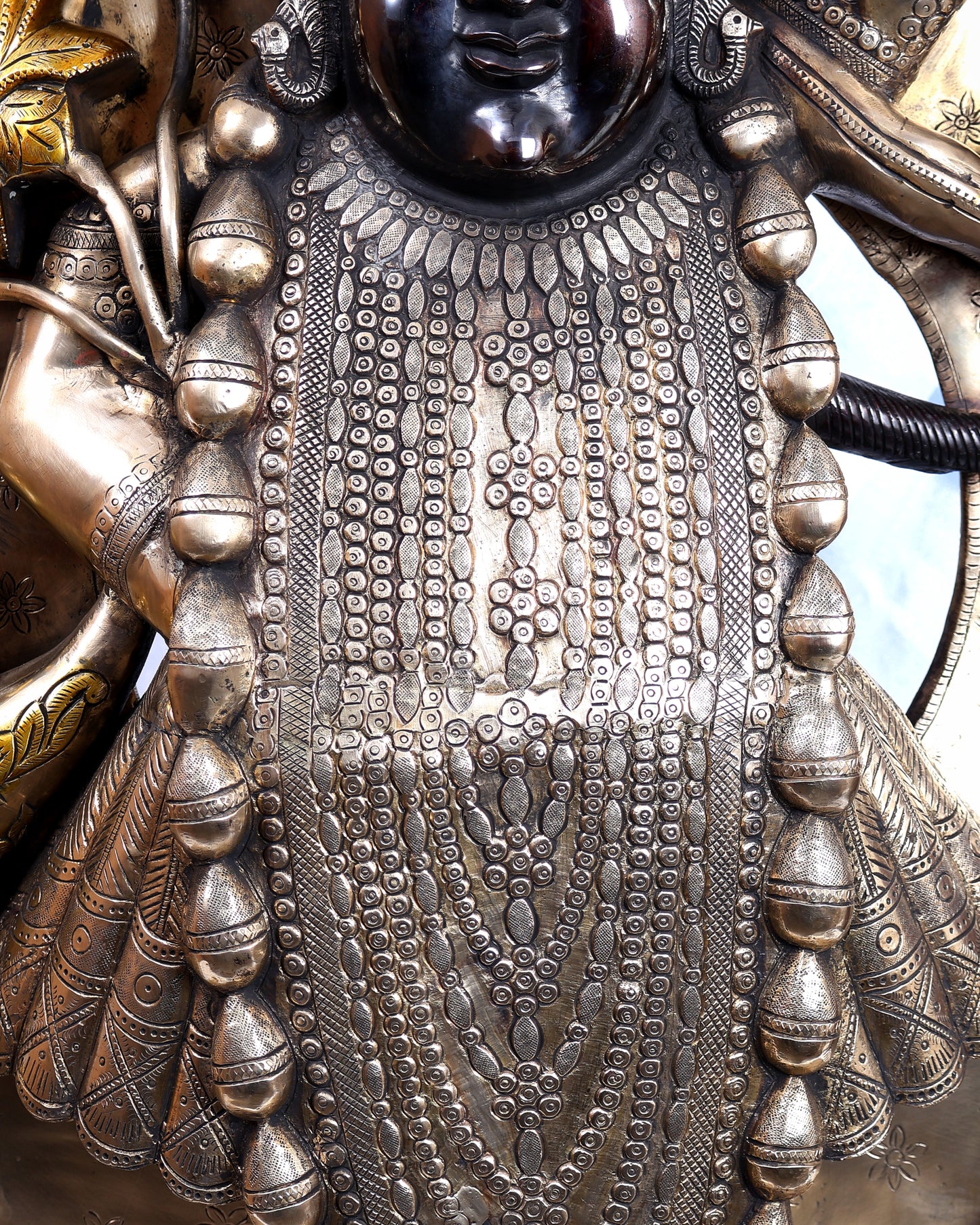 Brass Large Shrinath Ji Statue – Permanent Black & Golden Finish with Pichwai Style Base 36 inch
